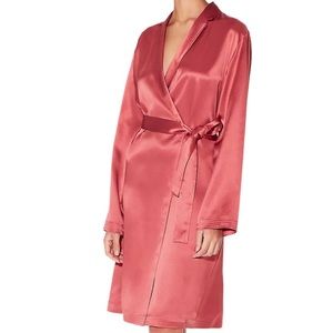 NWT La Perla Rosette Satin Silk Short Robe - Sz L